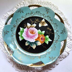 Vintage Shafford Dish Plate Bowl Hand Roses #58 / 805 Decorated Made in Japan